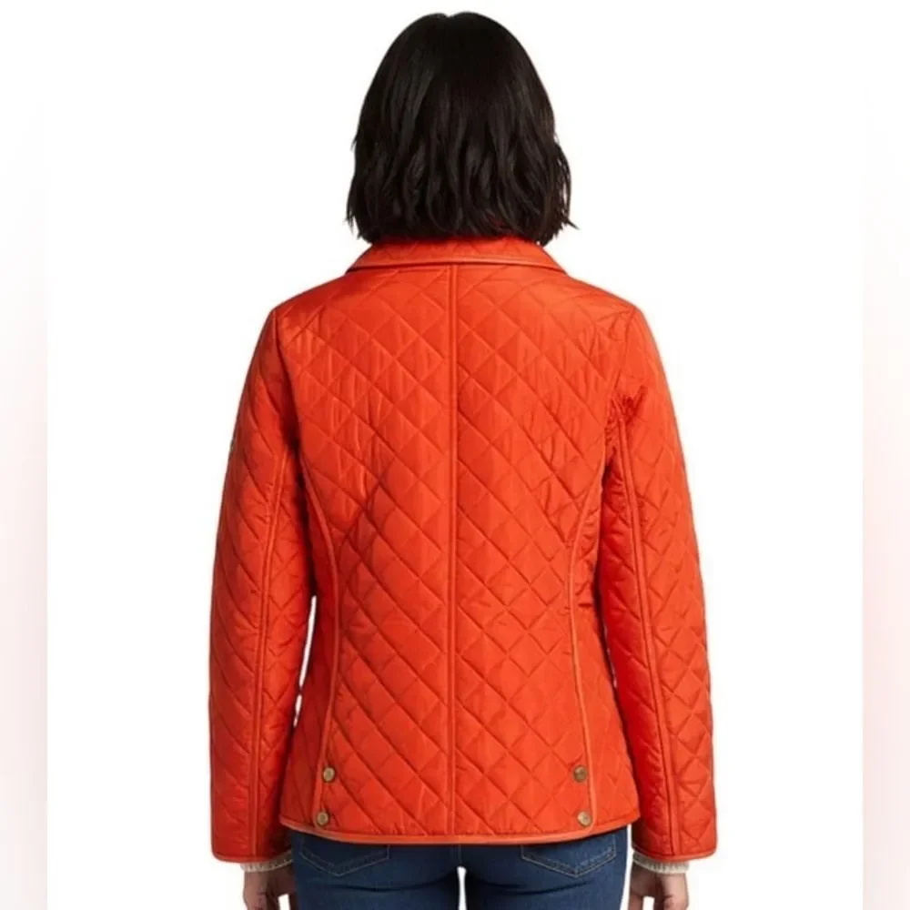 Michael Kors Mk Designer Burnt Orange Quilted Coat Jacket Women Small